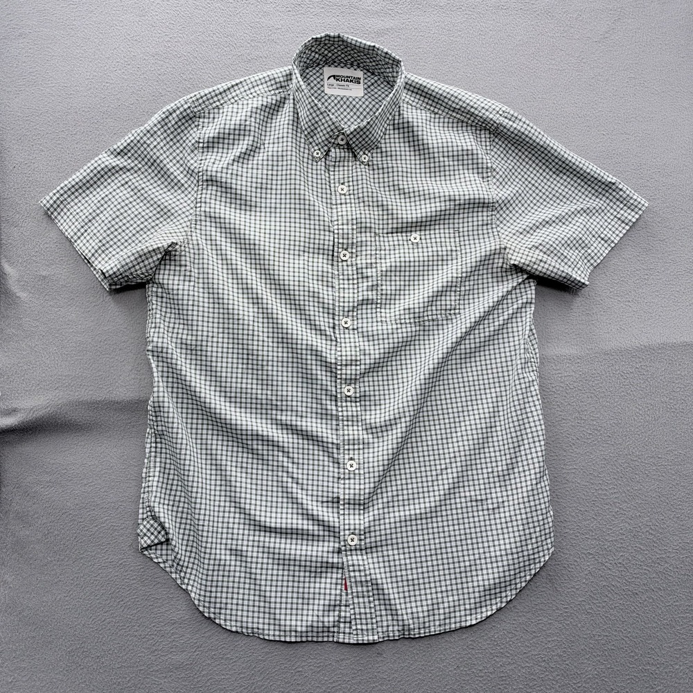 Mountain Khakis Shirt Mens Large Gray Check Short Sleeve Button Up Outdoor